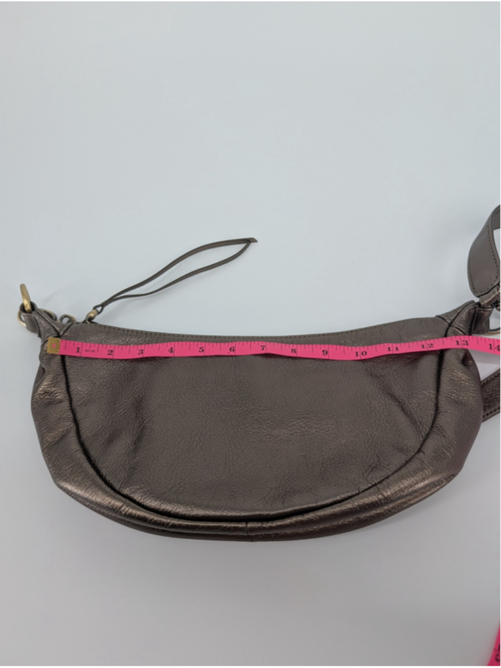 HOBO Knox Sling Pewter Metallic Bronze Genuine Leather Crescent Shoulder Bag - Picture 11 of 12